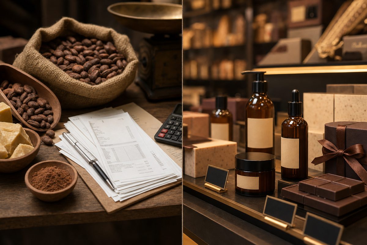 Markup vs margin comparison showing raw materials cost versus retail selling price