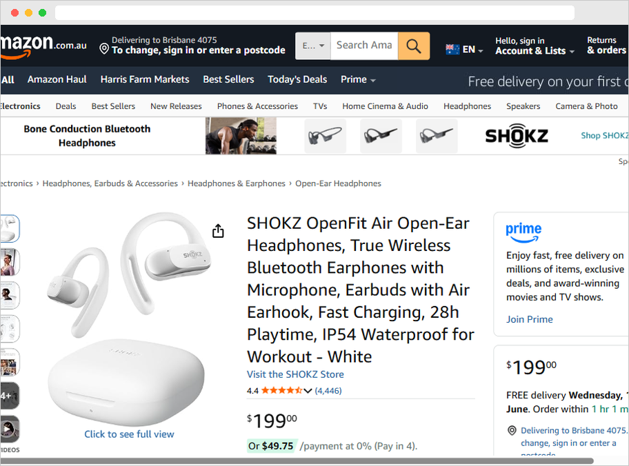 Amazon product listing being analysed by Saucery